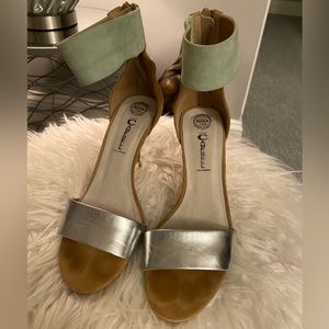 Jeffrey Campbell “Handmade Ibiza Last” Silver Leather and Suede Zip Up Heel